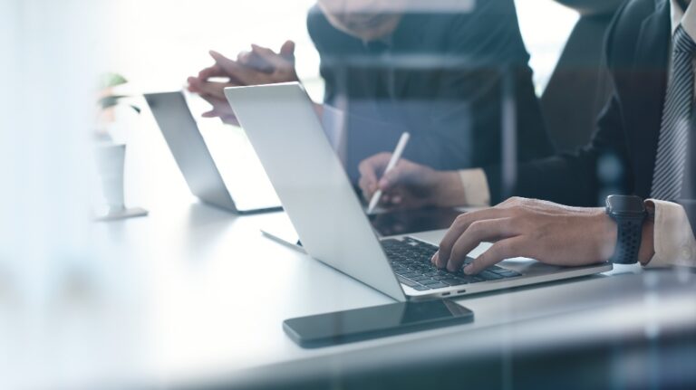 Two businessmen having a discussion