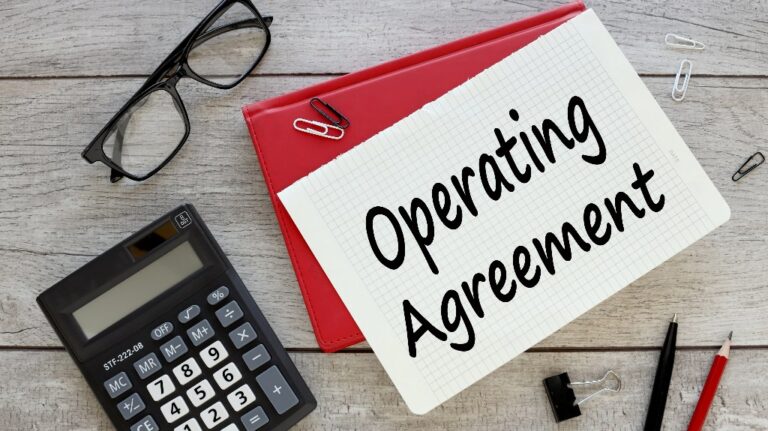 operating agreement text on notebook page